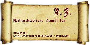 Matuskovics Zomilla névjegykártya